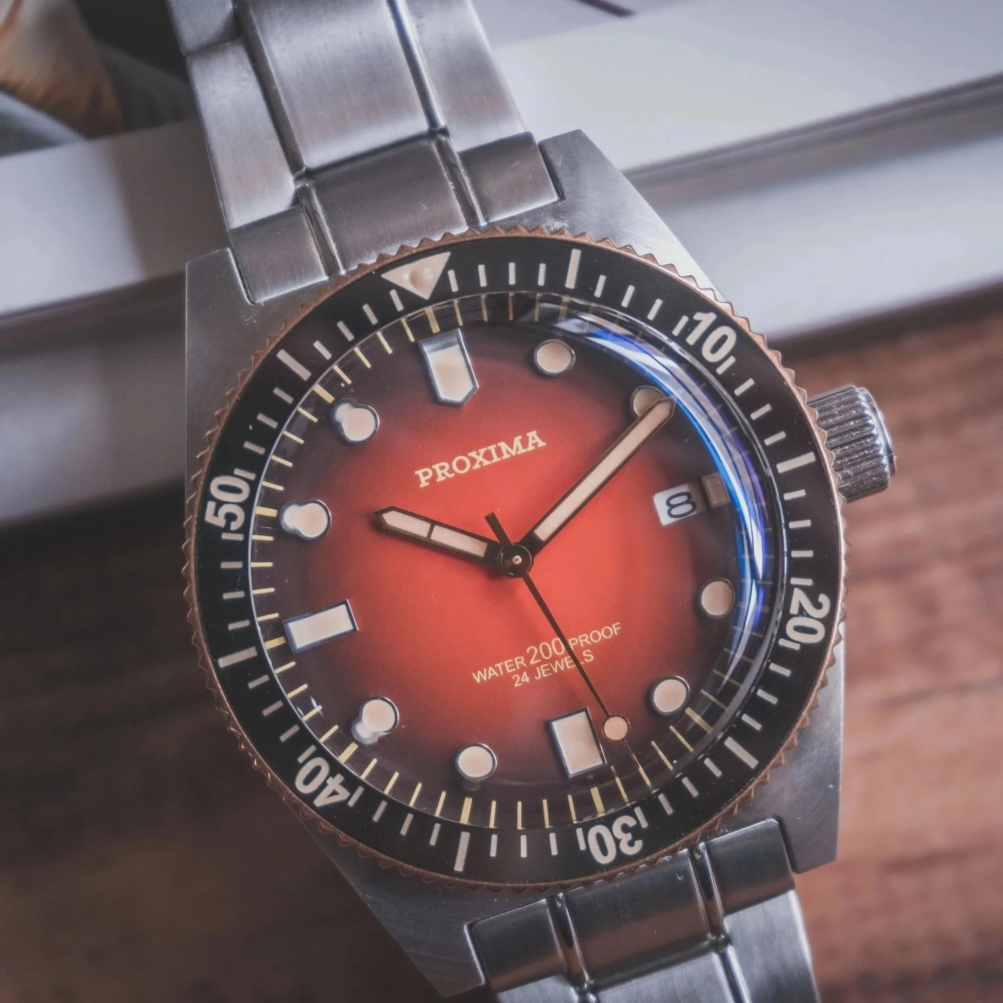 

Proxima 62MAS 65 Stainless Steel Diver Dive Bronze Bezel Watch NH35 Movement Ceramic Bezel Insert C3 Luminous Tropical Dial
