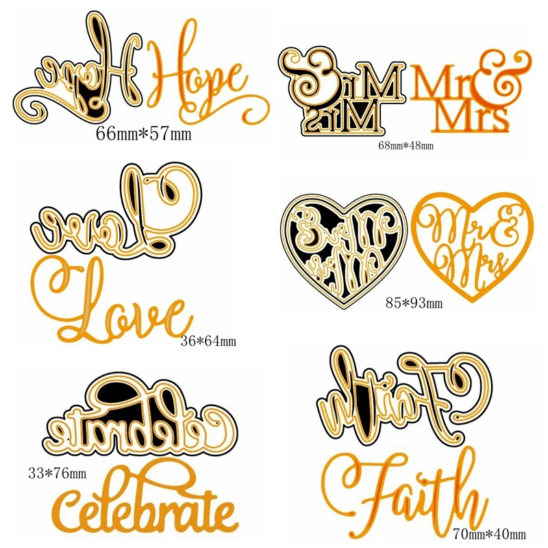 

Mr&Mrs Love Faith Hugs Celebrate Wedding Metal Cutting Dies Stencil Scrapbook Album For Gift Card Making Handcraft New 2019