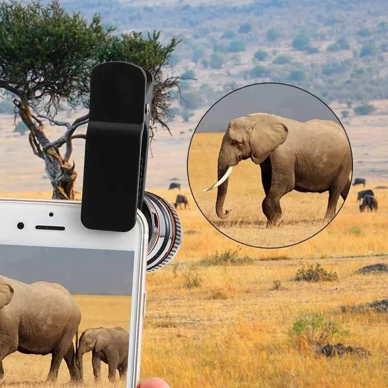 Объектив камеры телефона универсальный зажим 8X 12X зум телескоп для сотового