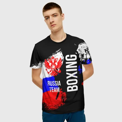Мужская футболка 3D Boxing Russia Team | одежда