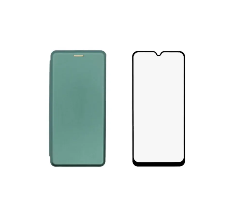 Комплект 2 в 1 для Samsung Galaxy A12 чехол книжка разных цветов с подставкой и карманом +