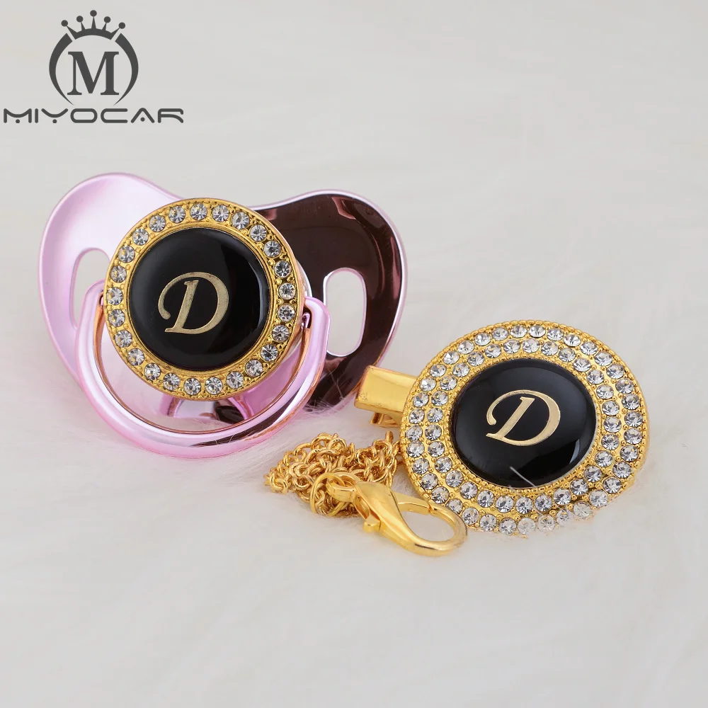 MIYOCAR уникальный дизайн имя инициалы буквенные D прекрасный bling соска и пустышка Клип Набор BPA бесплатно пустышка bling уникальный дизайн LD