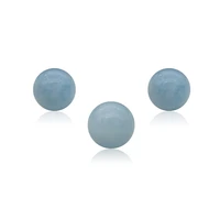 5pcs natural stone aquamarine half drilled semi hole beads round 6810mm jewelry findings for making pendant earrings