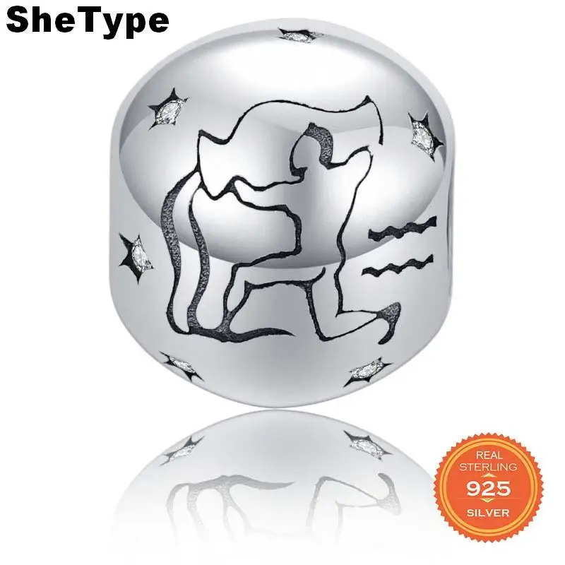 

Женские круглые бусины SheType, очаровательные бусины из серебра 2,8 пробы с созвездиями воды 925 г