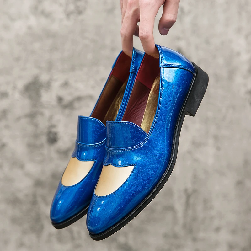 

Fashion British Color Matching Leather Shoes Men Luxury Designer Casual Vintage Loafers Comfortable Business Banquet Dress Shoe