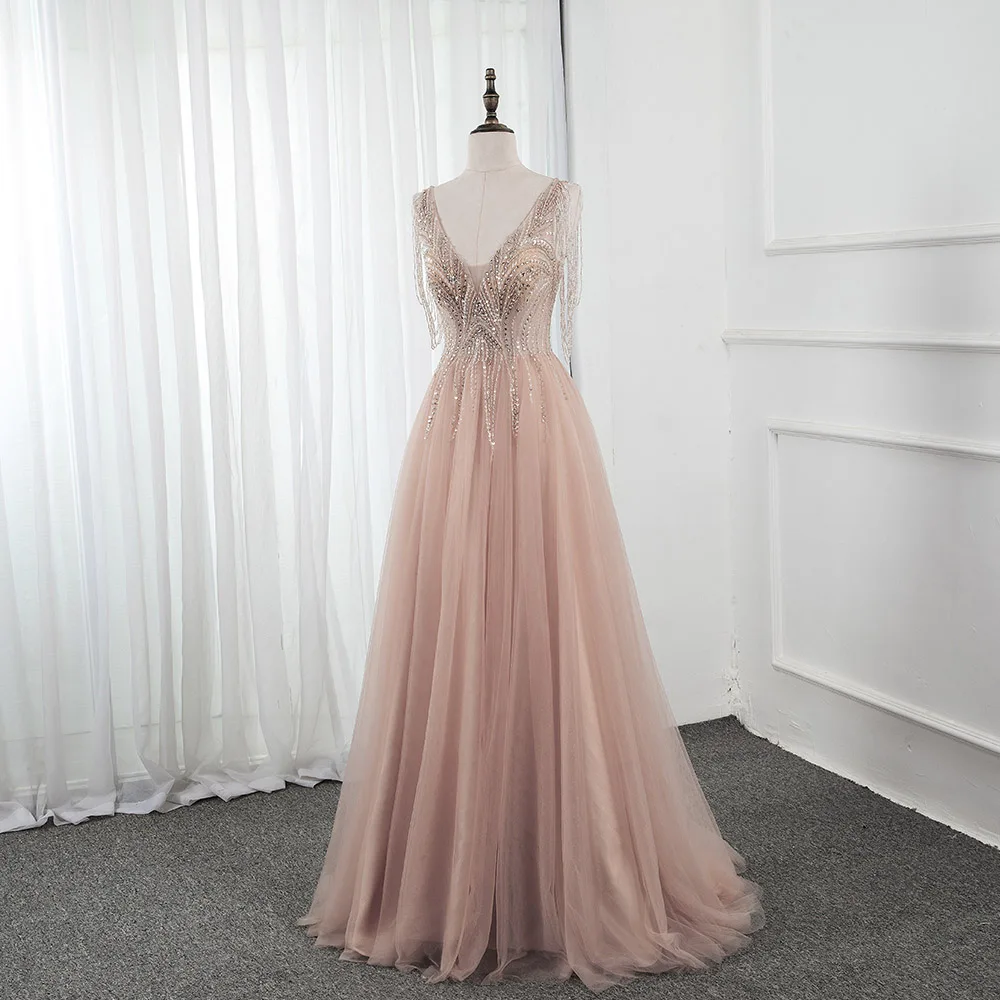 Женское вечернее платье-русалка длинное платье цвета шампанского с глубоким