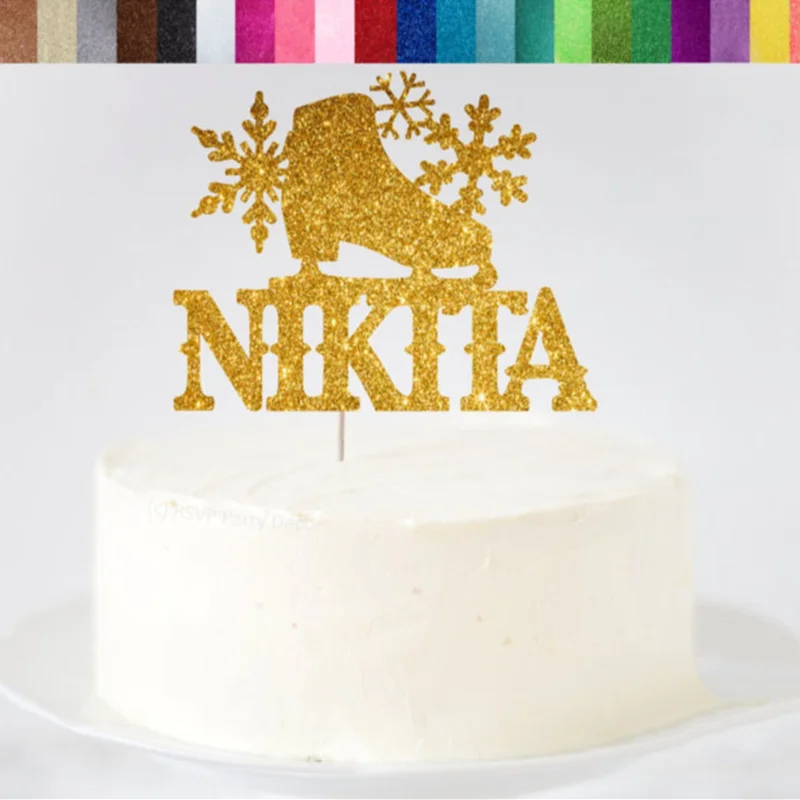 

Фигурный скейт на заказ Блестящий Топпер для торта, топперы для торта для фигурного катания, тематическая вечеринка по индивидуальному зак...