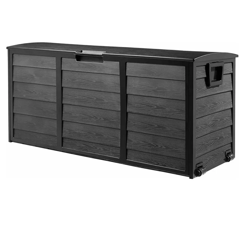 

290L storage trunk for garden, outdoor chest 112*49*54cm, for terrace, pool or balcony, with handles and wheels, waterproof