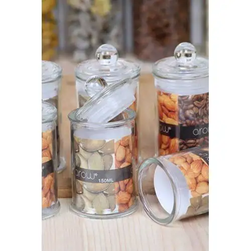 

5 GLASS SPICE JAR 150ML Glass Salt and Pepper Shaker Spice - Spice Set FREE SHIPPING