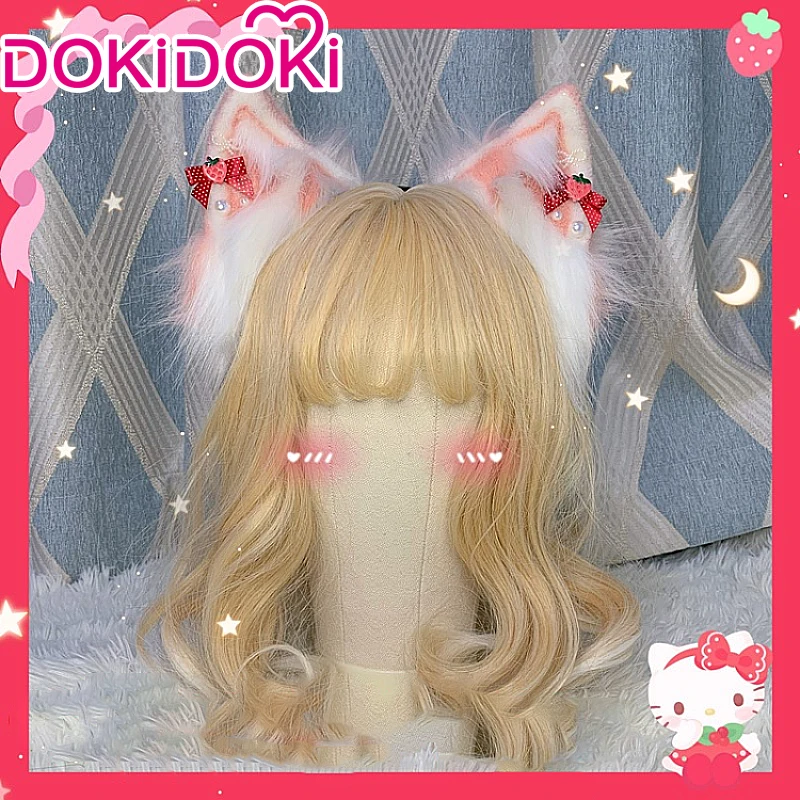 

DokiDoki Cosplay Cute Cat Ears Strawberry Cat Ears Lolita Cute Red Strawberry/Pink Heart Bow Accessories