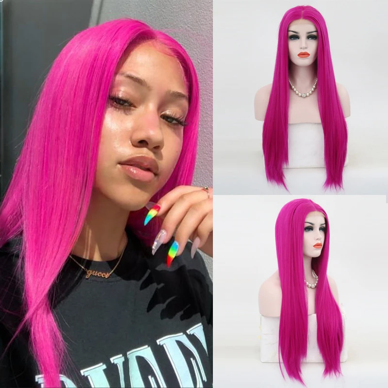 Парик из длинных шелковых прямых синтетических волос средняя часть высокая