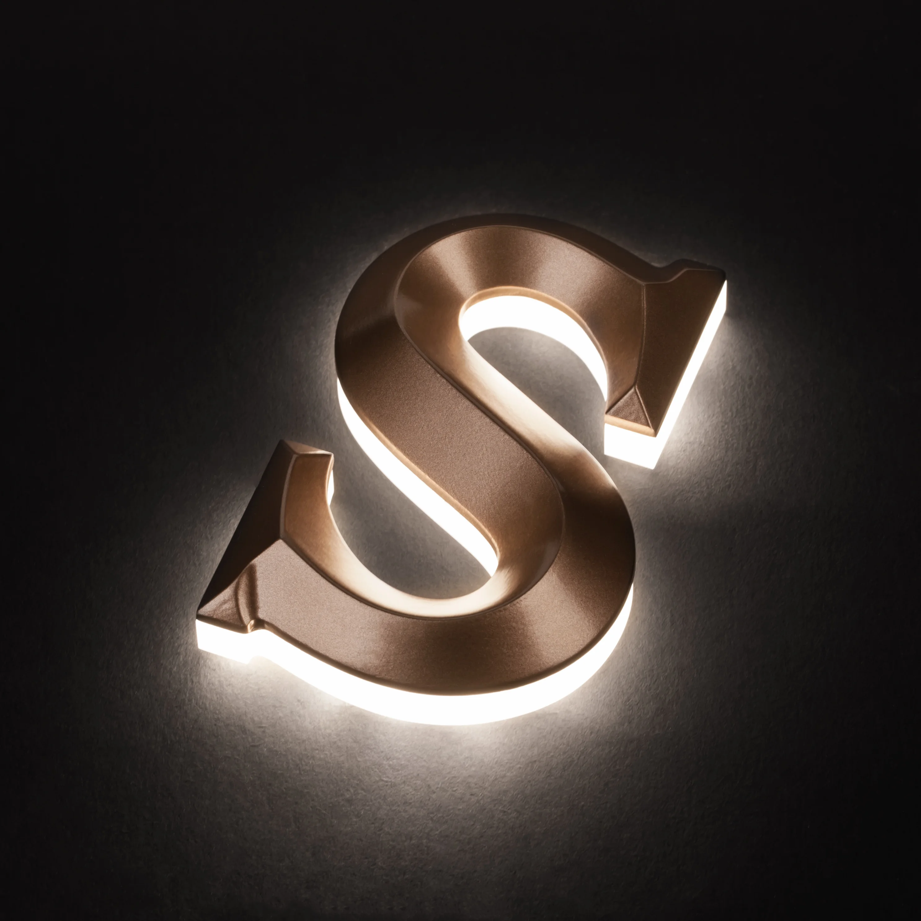 high end looking backlit sign letters with bronze mirror coating film