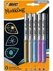 Набор перманентных маркеров, 5 цветов, для каллиграфии и скетчинга, BIC Marking Metallic, уп. 5 шт., Бесплатная  доставка из РФ