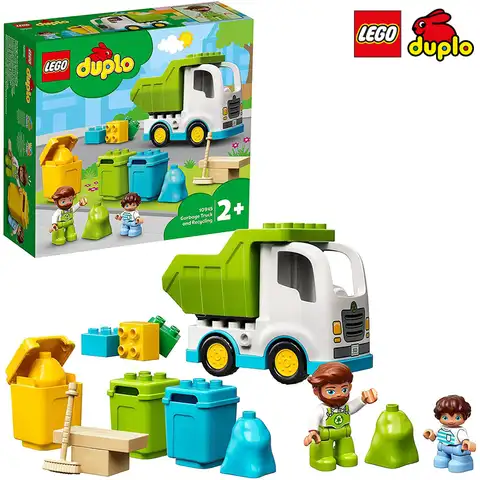 LEGO DUPLO оригинальный Новинка 10945, мусоровоз и переработка для 1,5-2 лет, подарок для детей, веселая образовательная игрушка для детей дошкольног...