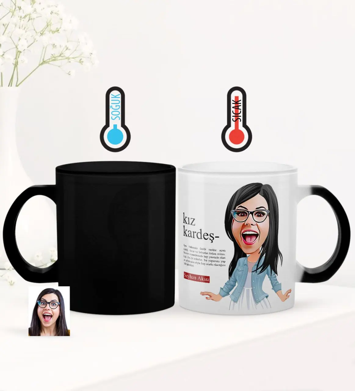 

Personalized Sisters Caricature Of Magic Glass Mug cup-2