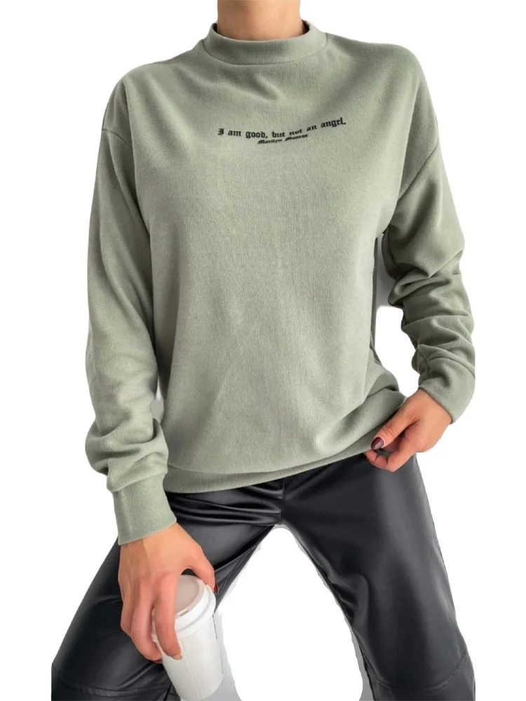 

Women's New Season Latest Fashion Marilyn Monroe Promise Printed Selanik Special Fabric Şardonlu Comfortable and Convenient Warm Holding Sweatshirt