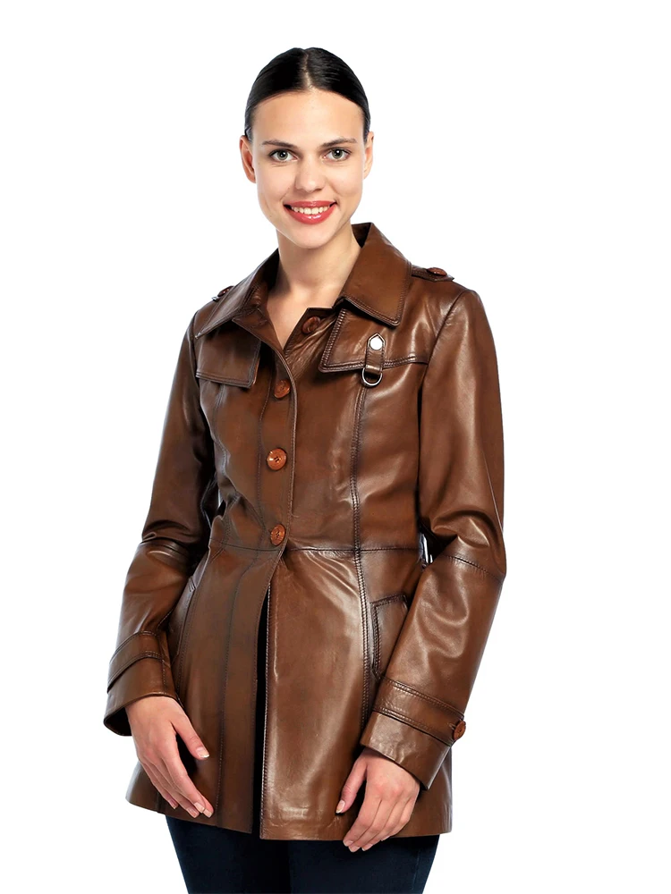 Genuine Soft Lambskin Leather Jacket Handmade Female Red Pink Trench Coat Woman Real Fur Custom Matrix Style Product Jackets