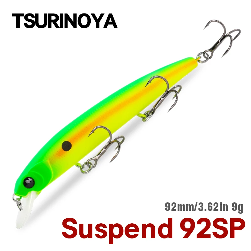 Приманка рыболовная TSURINOYA 92SP, блесна, 3 крючка, искусственная жесткая приманка на щуку, DW78 92 мм 9 г, Джеркбейт воблер рыболовные снасти