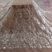 la belleza 2021 fashion bridal lacesimple lines beading lace fabricsilver beading wedding dress lace fabric 51 width 1 yard