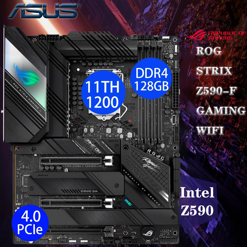 

100% ASUS ROG STRIX Z590-F GAMING WIFI Motherboard LGA 1200 DDR4 USB3.2 M.2 PCIe 4.0 WiFi 6E Overclocking Mainboard New Desktop