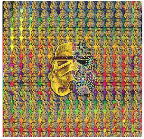 

Flower Trooper Psychedelic LSD Acid Free Blotter Art Print Trippy Perforated Paper Painting Wall Picture Home Decor Poster