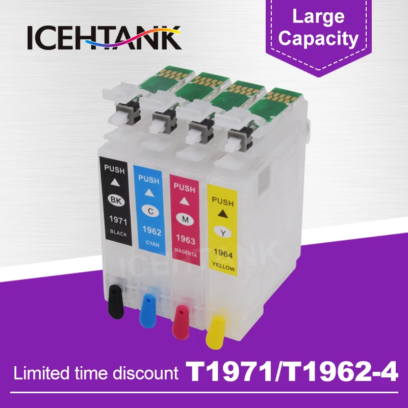 ICEHTANK 4 цвета перезаправляемый картридж T1971 T1962 T1963 T1964 для Epson XP 101 201 211 401 204 104 214