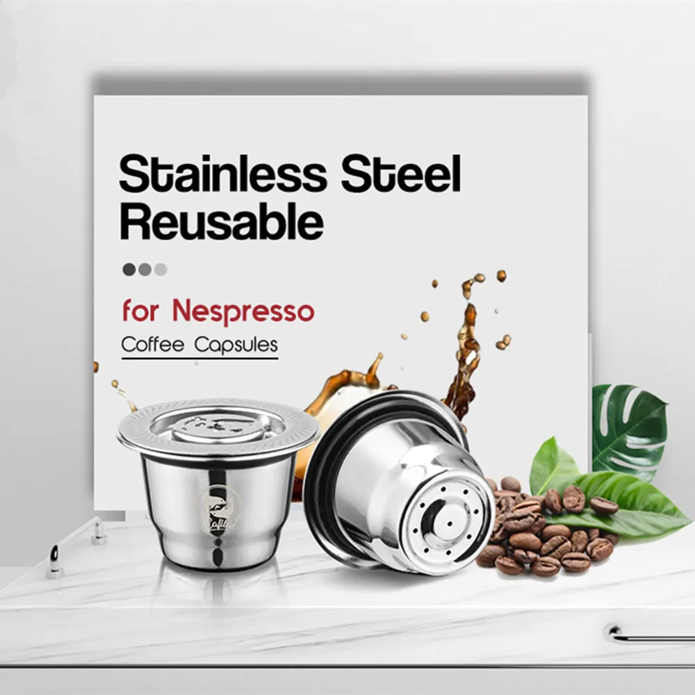 

Многоразовые многоразовые кофейные капсулы i Cafilas для Nespresso, фильтр для крема эспрессо, ложка из нержавеющей стали, ручная кофемолка