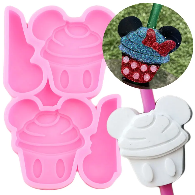 Disney Mickey Ice Cream Straw Topper Silicone Mold Fondant Cake Decorating Tools Cupcake Candy Chocolate Gumpaste Moulds |