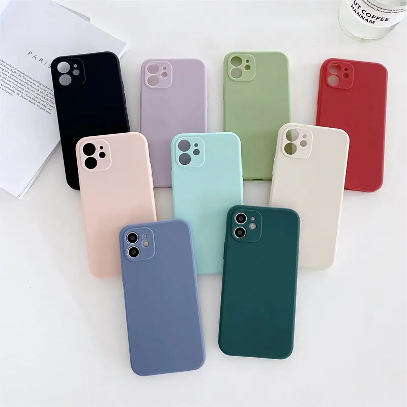 Lovebay New Silicone Candy Color Phone Case For iPhone 11 12 Pro Max X XR XS  8 7 6s Plus SE2020 Lens Protection Soft Back Cover