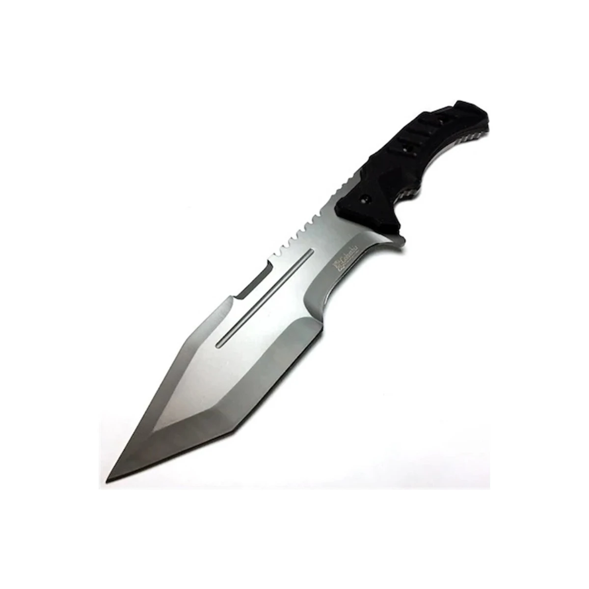 Кожаный нож для кемпинга и охоты черный с наклонным лезвием эргономичная