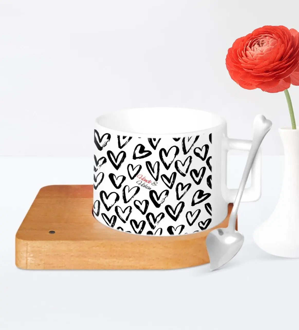 

Personalized Valentine's Day Design Wood Altlıklı Ceramic Cup-73