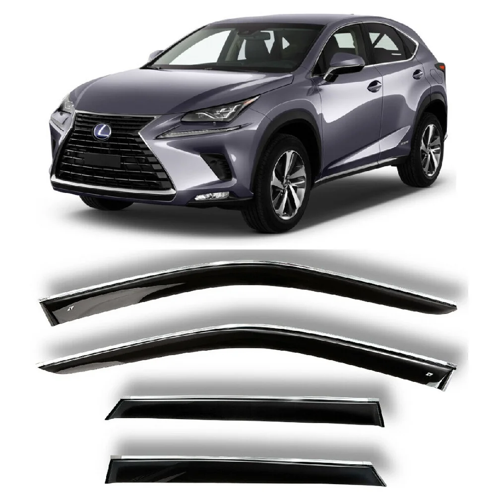 Дефлекторы окон хром полоска молдинг Cobra Tuning L20714CR на авто Lexus NX 2014- н.в. ветровики