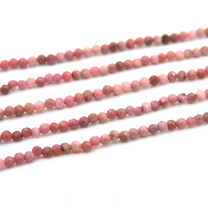

Rhodochrosite Small Beads Strand Faceted Round 2/3mm Natural Stone Material For Jewelry Making Bracelet Necklace Earrings DIY