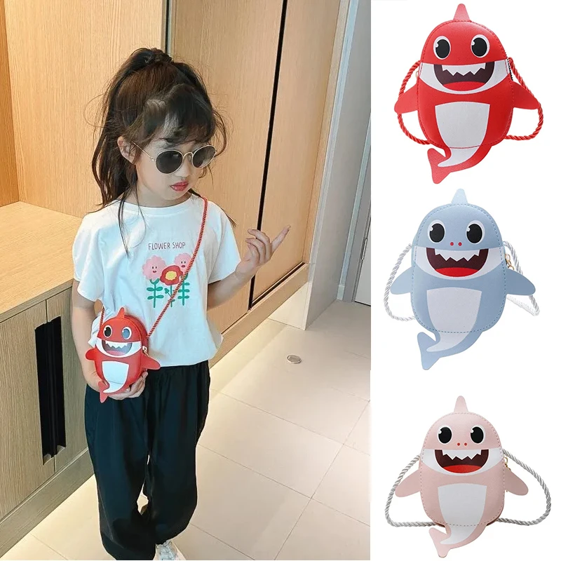 

New PU Cartoon Children Coin Purse Cute Animal Shark Zipper Casual Kids Shoulder Bag Girl Messenger Bag Mini Boy Handbag Wallet
