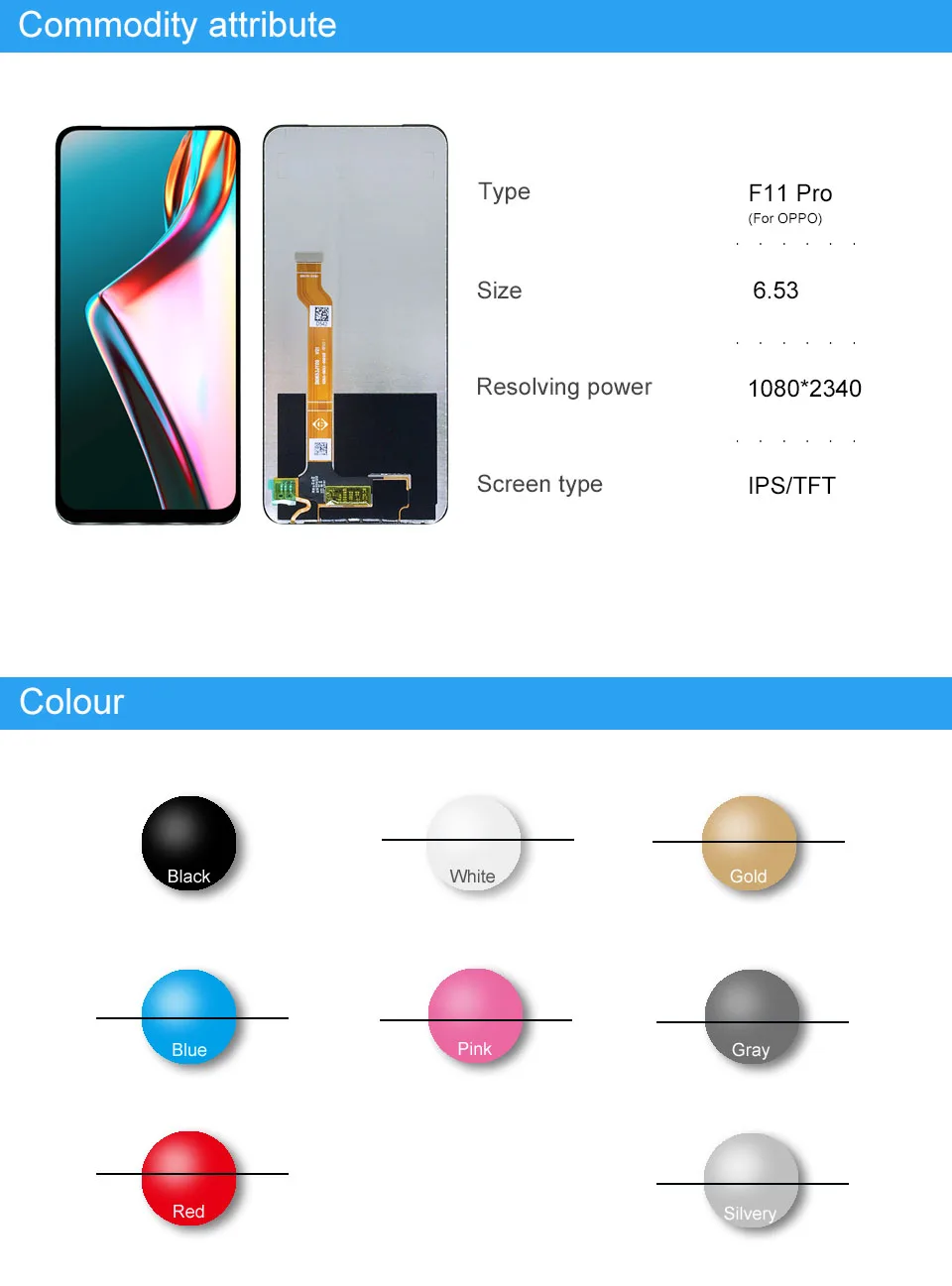 6,53 ''для OPPO F11 Pro cph696lcd дисплей кодирующий преобразователь сенсорного экрана в сборе lcd полный для OPPO F11Pro lcd запасные части