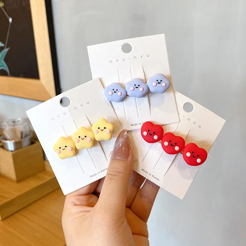 

2021 New Fashion Cloud Star Hairpin Cute Girl Side Clip Hair Bangs Clip Kids Hair Accessories Cartoon Headdress For Gift