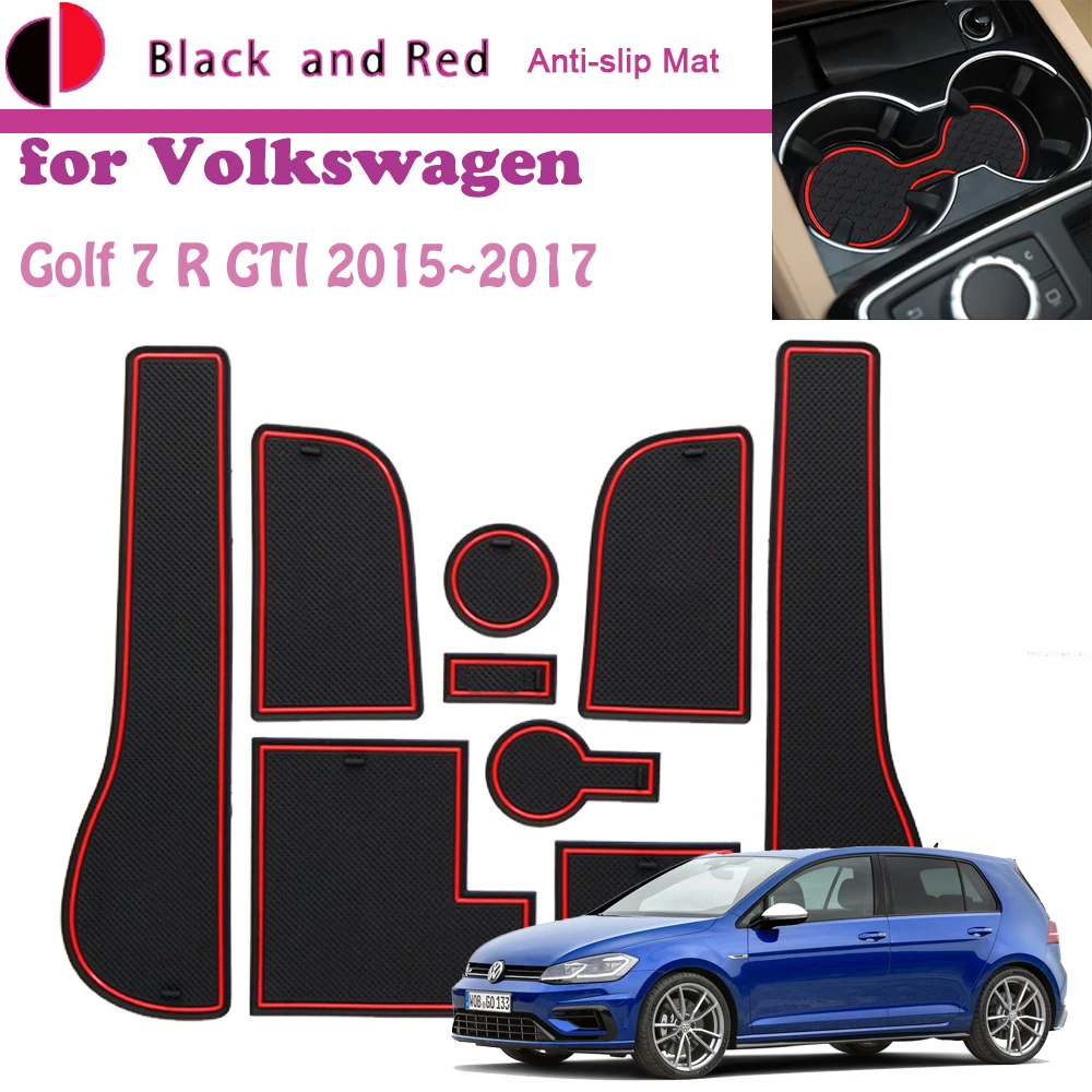 

Rubber Door Groove Mat for Volkswagen VW Golf 7 R GTI 2015~2017 Cup Cushion Gate Storage Slot Coaster Dust-proof Sticker Auto