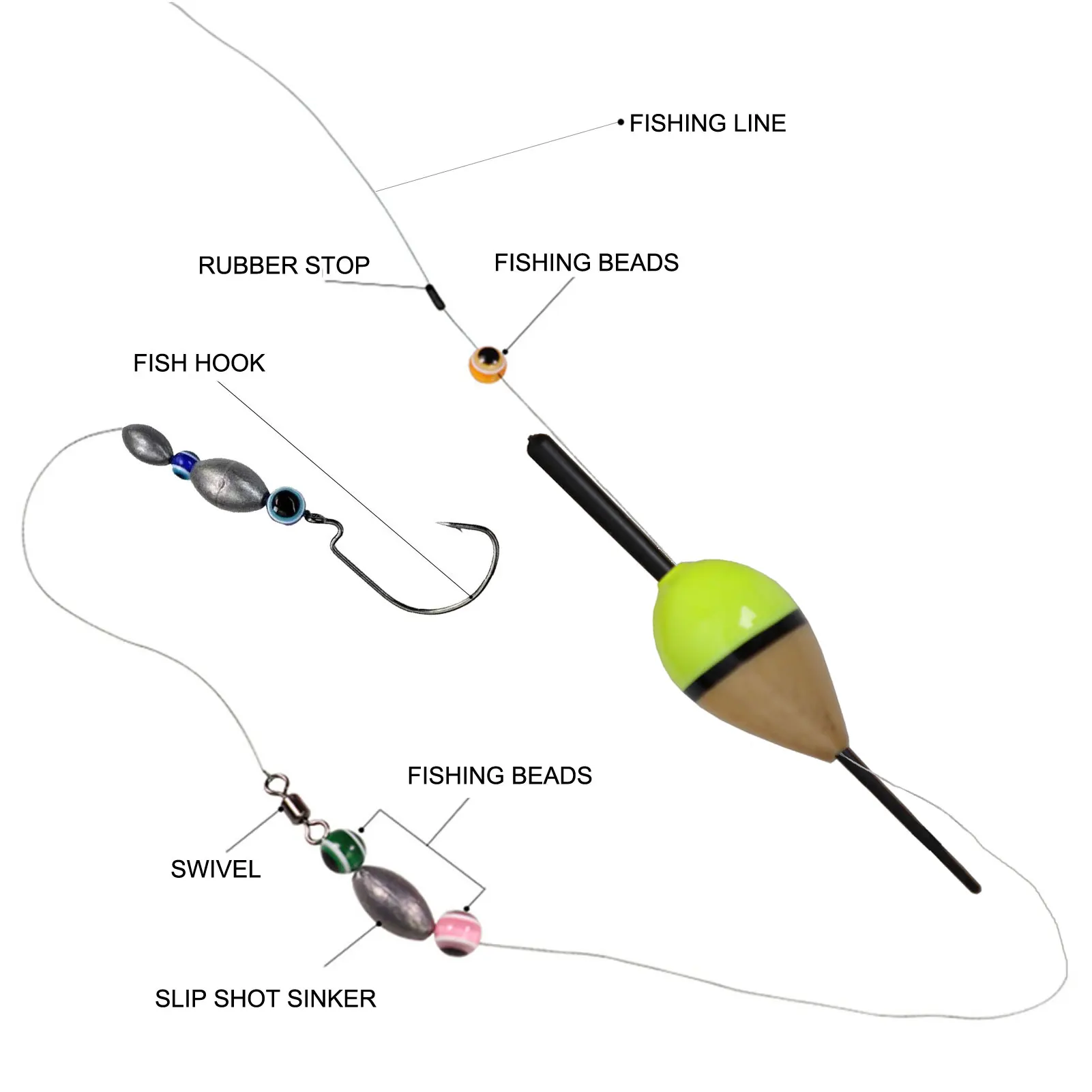 10 Pcs/Set Fishing Bobber Cork Float Yellow Lighted Paulownia Buoy Wood 1.8g/7.5cm Fishing Tackle Accessories Flotteur Peche