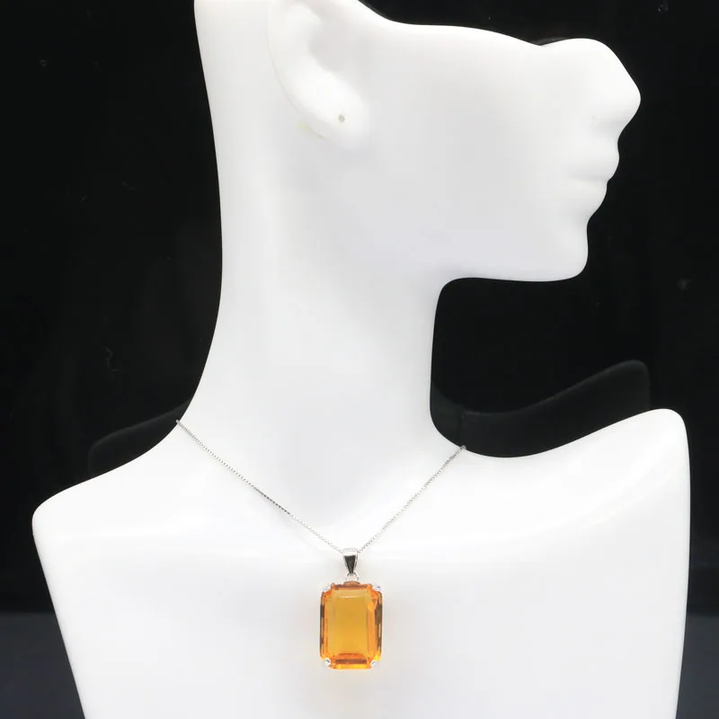 Женская подвеска из чистого серебра 925 пробы Зеленый Перидот Золотой Цитрин 28x13