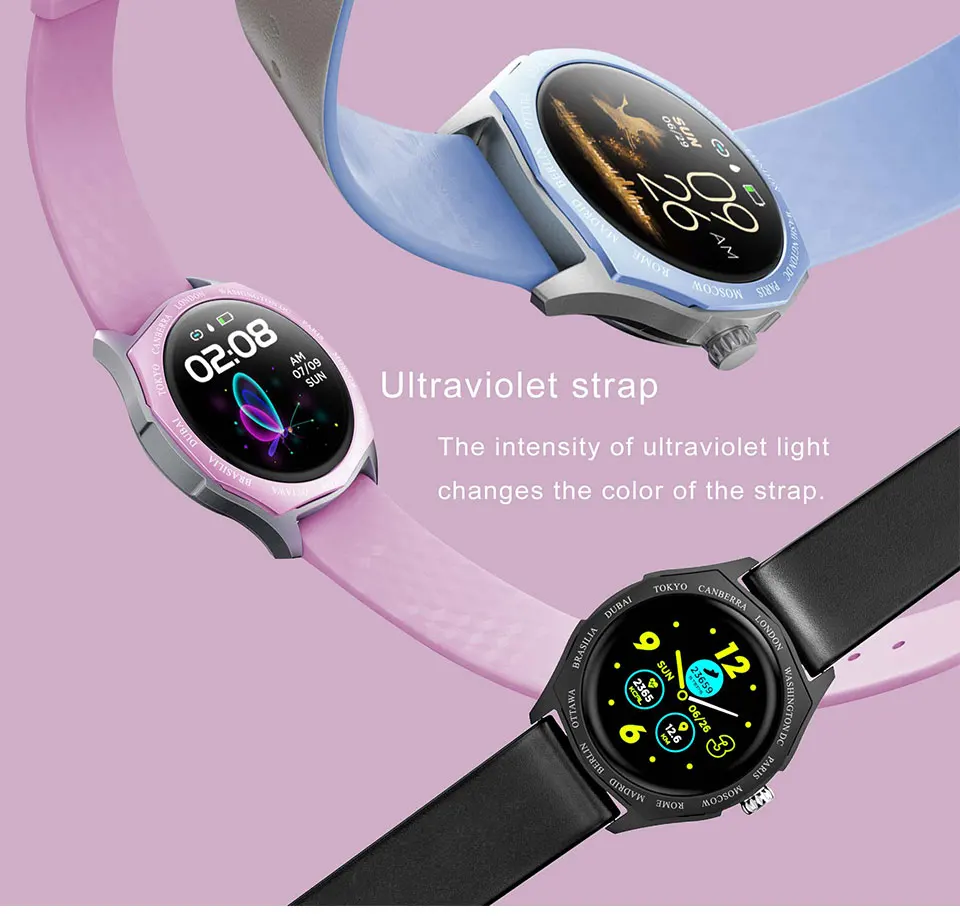 ELFTEAR V18 Смарт-часы для женщин Полный Круглый сенсорный экран леди Smartwatch изменение цвета ремешок мониторинг сердечного ритма для Apple Watch