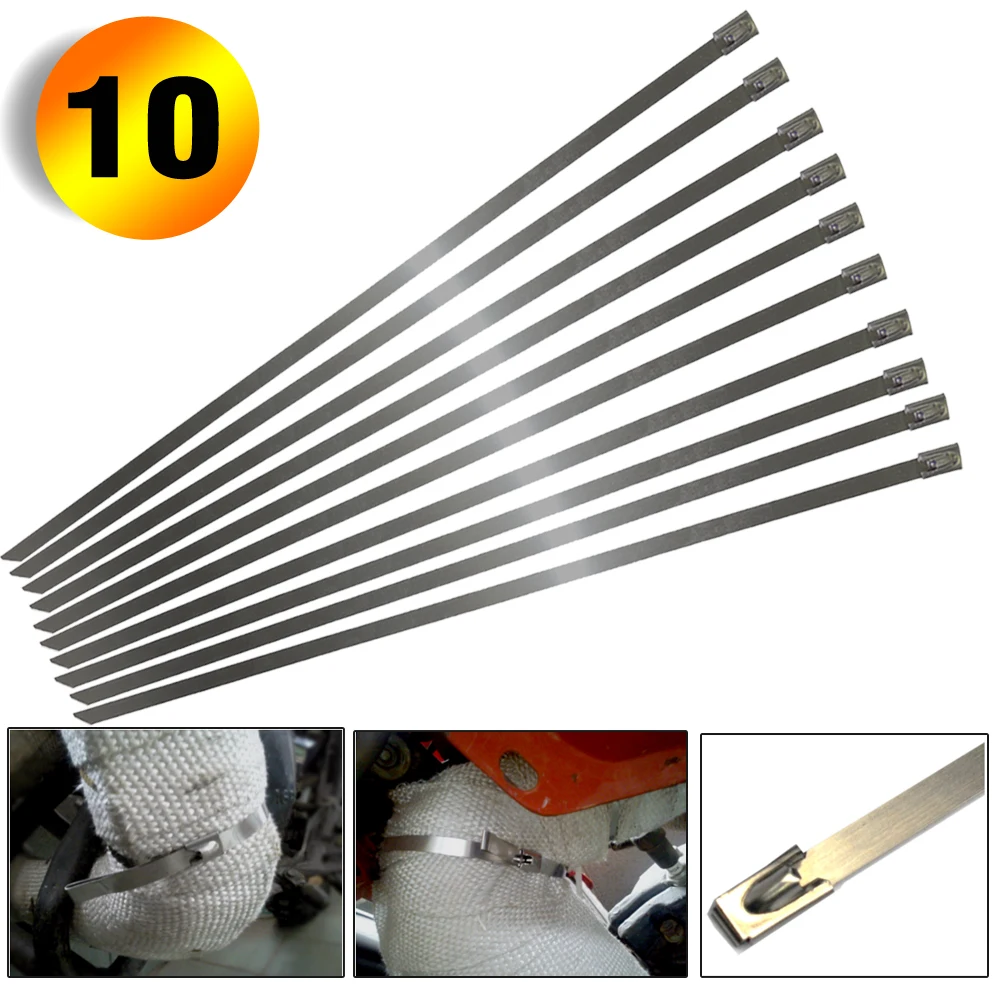 10 шт./партия металлические кабельные стяжки из нержавеющей стали