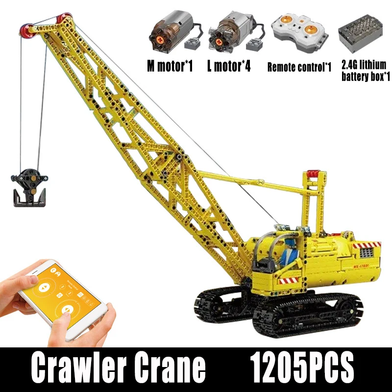 

MOULD KING 17001 High-Tech Car RC Motorized Crawler Crane Set Bricks MOC Engineering Vehicle Building Blocks Toys for Kids Gifts