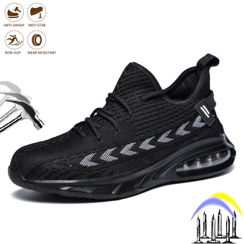 

Work Safety Shoes Man Anti-smashing Steel Toe Working Safety Boots Non-slip Men Anti-puncture Lightweight Fashion Work Sneakers
