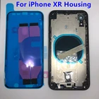 Сменная задняя крышка для iPhone XR, задний корпус, средняя рамка и Задняя стеклянная крышка с мелкими деталями