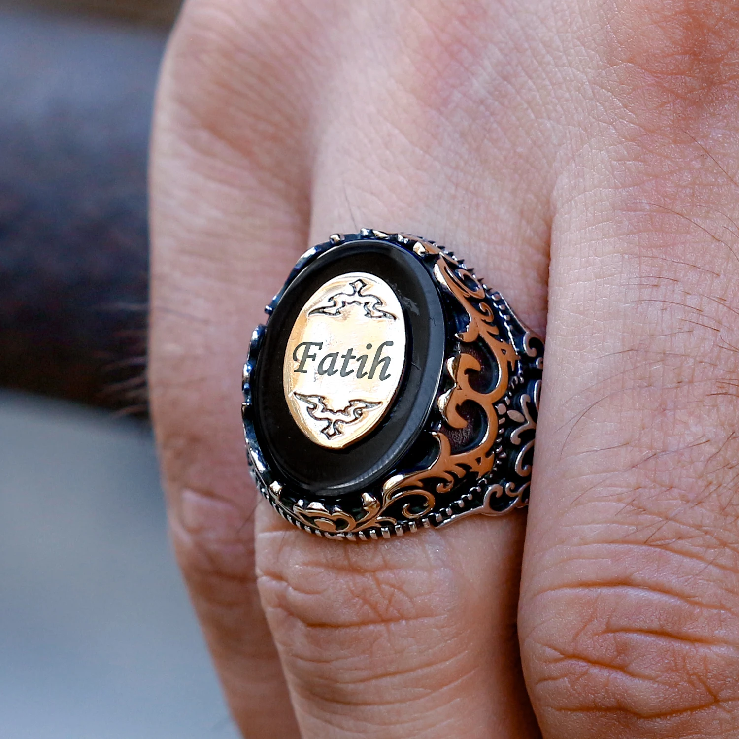 

Onyx Natural Stone Silver Ring Fashion Turkish Premium Quality Handmade Jawelery