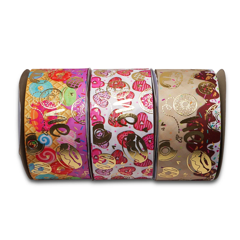 Голографическая лента из фольги с принтом в виде пончика 3 дюйма 75 мм 50 ярдов