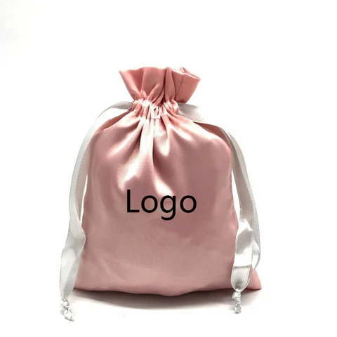 300 шт. роскошные сумки с индивидуальным логотипом для упаковки волос, подарки, ювелирные атласные сумки