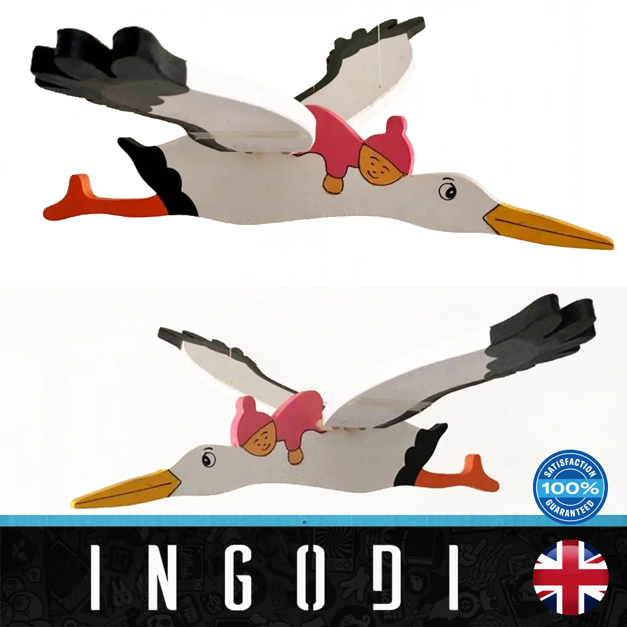 INGODI милые весенние деревянные игрушки ручной работы в виде аиста для украшения