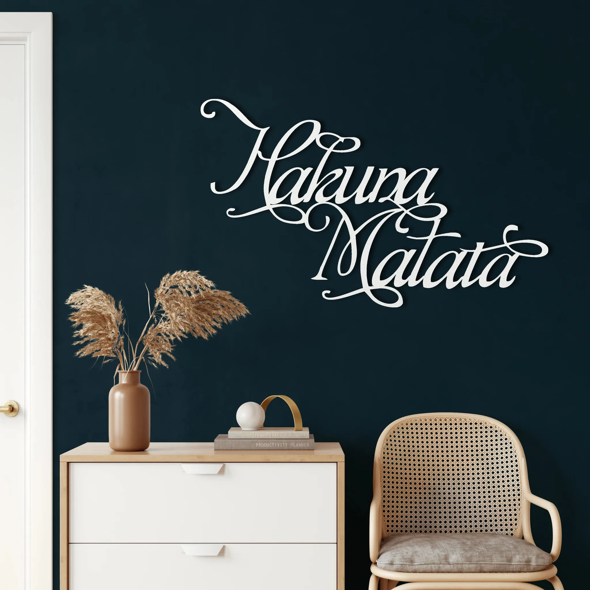 

Etgdecor Hakuna Matata, Металлический Настенный декор, черное металлическое художественное настенное украшение, долговечная eloctroстатическая живопис...