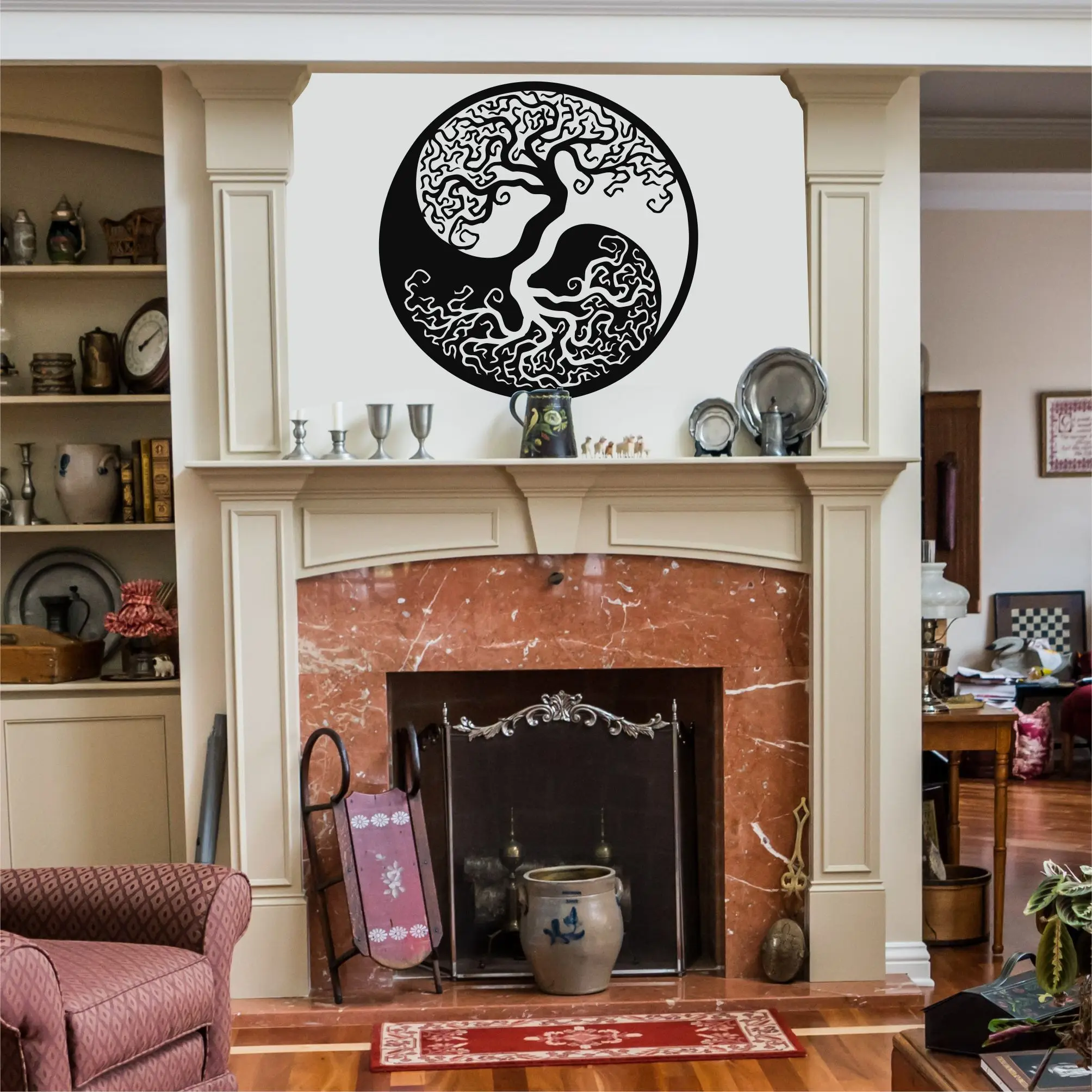 Металлические настенные искусства древо жизни металлический декор Инь Ян